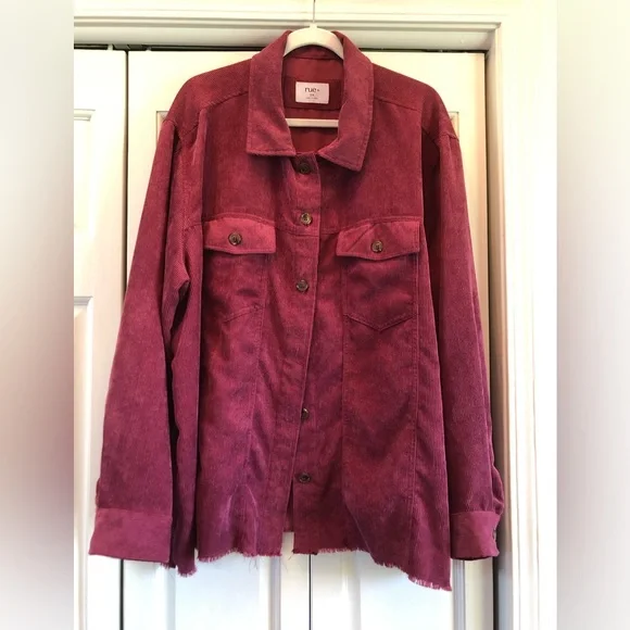 Rue+ burgundy corduroy shacket, 2X - Picture 1 of 10